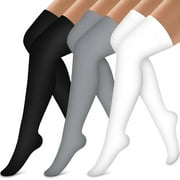MirlewaiyThigh High Compression Stockings for Women & Men, Graduated Support for Circulation, Travel, Running & Recovery (3 Pairs)