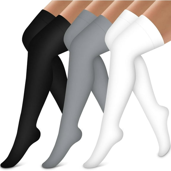 JIANFANG Thigh High Compression Socks for Women and Men Circulation(3 Pairs) Over the Knee-Best Support for Running,Travel