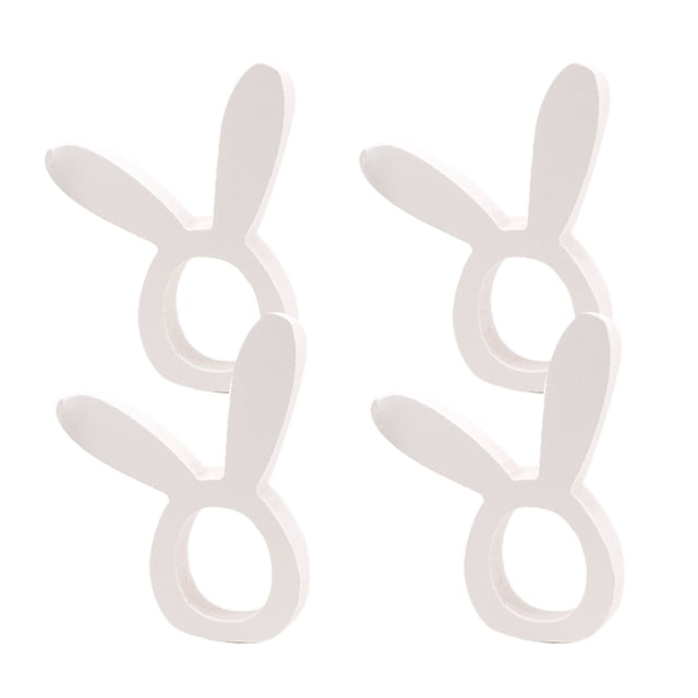 CIMAXIC easter 4PCS Creative Easter Napkin Ring Cartoon Rabbit Napkin Holder Fine Wooden Easter Napkin Stand Table Napkin Holder Decor for Hotel Store Home Party Use,3.82"X2.99"X0.47"