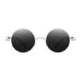 thumbnail image 2 of Gafas de sol redondas góticas Steampunk Gafas de lentes redondas Hombres Mujeres Gris plateado Gris-plata Hugo Gafas de sol retro, 2 of 4