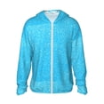 thumbnail image 2 of Uemuo Sky Blue Glitter Pattern Women's Full Zip UPF 50+ Sun Protection Hoodie Jacket Long Sleeve Sun Shirt Hiking Outdoor Performance with Pockets-Large, 2 of 9