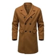 thumbnail image 2 of Maqroz Mens Long Double Breasted Trench Coat Notch Lapel Collar Winter Warm Overcoat Casual Business Formal Outerwear Heavyweight Classic Long Jacket, (Yellow,L), 2 of 9