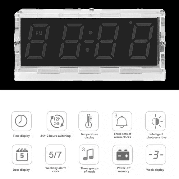 Colorful RGB DIY Digital Clock Kit Display Temperature Alarm Soldering Project Learning Practice Solder Electronic