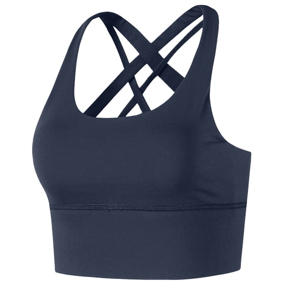 Xfvqtps Sports Bras for Women Cross Back Padded Elastic High Impact Comfortable Workout Tank Tops for Yoga Gym Fitness Navy