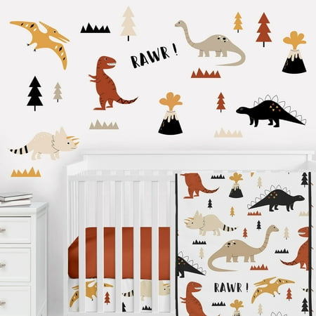 UPC: 0846480090755 | Mod Dinosaur Black and Orange Wall Decal (Set of 4) by Sweet Jojo Designs