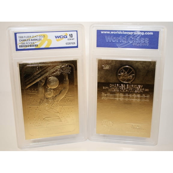CHARLES BARKLEY 1986 Fleer ROOKIE 23KT Gold Card Sculptured - Graded GEM MINT 10