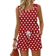 thumbnail image 2 of Short Sets for Women 2 Piece Outfits Sleeveless Stripe Floral Print Tops Short Sets Summer Vacation Outfits Going Out Tops, 2 of 8
