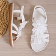 thumbnail image 5 of Women's Floral Sandals Open Toe Casual Summer Flats with Ankle Strap Low Heel Rubber Sole Dressy Beach Shoes, 5 of 5