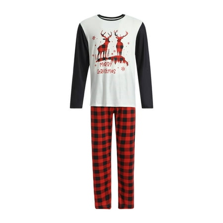 

Spring hue Christmas Family Matching Pajamas Parent-child Nightwear Red Plaid Printed Outfit Set
