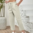 thumbnail image 4 of Hvyesh Women Linen Wide Leg Pants Summer Drawstring Casual Lounge Pant 2025 Beach Travel Vacation Clothes with Pockets, 4 of 9