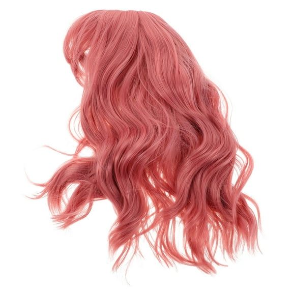 Raindrops Pink Short Wavy Bob Wig for Women's with Bangs High Temperature Fiber Lightweight Breathable Cap Ideal for Parties