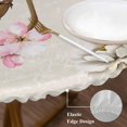 thumbnail image 6 of Round Tablecloth Rustic Vintage Elastic Edge Fitted Bird Cherry Blossom Flower Branch Plastic Table Cover,Waterproof Oil Proof for Dinner,Outdoor, Picnic, 45"- 54" DIA Tables Orange Beige, 6 of 8