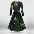 thumbnail image 5 of Christmas Dresses for Women Women's Casual And Fashionable Christmas Printed Long Sleeved V-neck Sexy Dress with Pockets for Holiday Party,Dark Green,XL, 5 of 7
