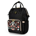 thumbnail image 1 of Sunveno Embroidered Backpack Diaper Bag Travel Backpack, Black Flower, 1 of 5