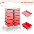thumbnail image 3 of 15 Drawers Rolling Storage Cart, Mobile Utility Drawer Cart with Lockable Wheels for Crafts, Tools, Arts Supplies, Multipurpose Organizer Cart for Home Office School (Mixed Pink), 3 of 9