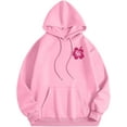 thumbnail image 4 of Pink Graphic Hoodie For Women 2024 Cute Preppy Sweatshirt Long Sleeve Drawstring Pullover Tops With Pockets, 4 of 5