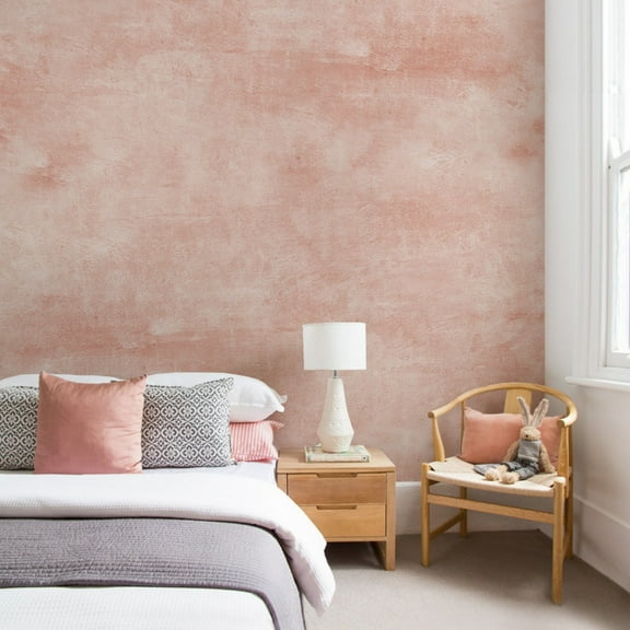 Venetian Plaster Faux Texture Mural Wall Art Peel and Stick Wallpaper Roll-Pink, 24 inches width x 96 inches long by Simple Shapes