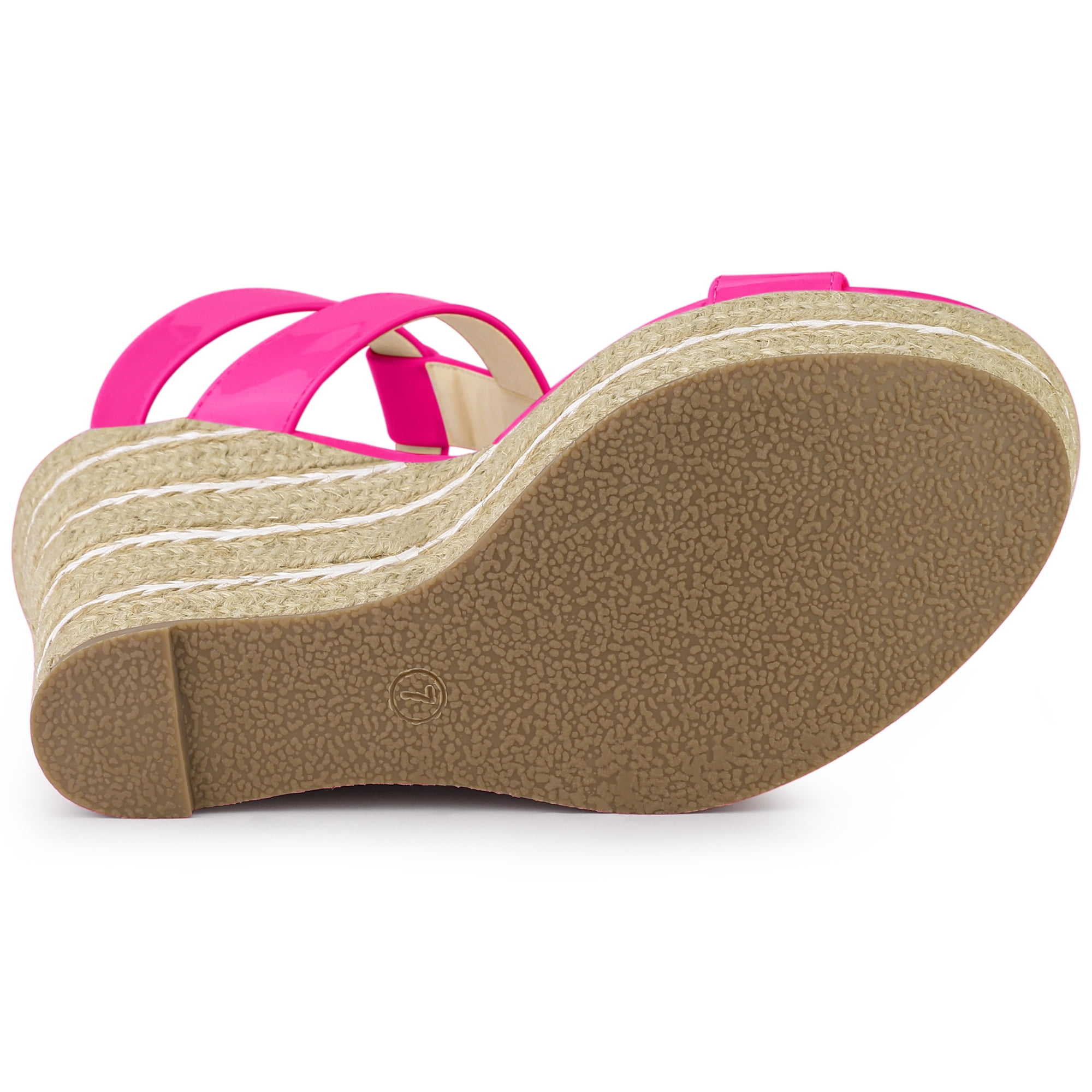 DARING DIVA Women's Strappy Wedge Platform Sandals Hot Pink 8.5