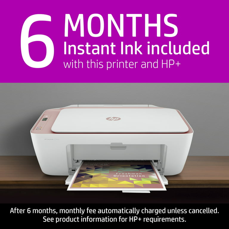 HP DeskJet 2742e Color All-in-One Printer (Himalayan Pink) with 6 months Ink Included with HP+ - Walmart.com
