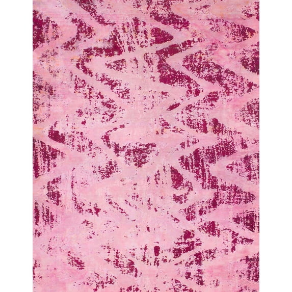 Ahgly Company Machine Washable Indoor Rectangle Abstract Donut Pink Area Rugs, 7' x 10'