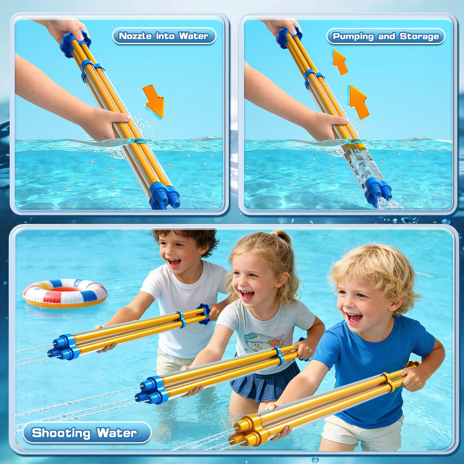 6-pack Squirt Blasters Set Summer Outdoor Pool Beach Party Play