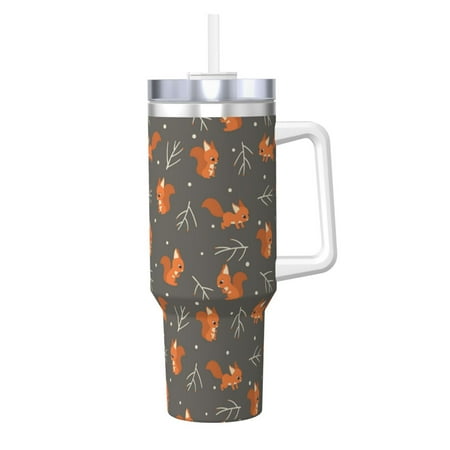 

Salouo cute fall fox leaf for 40oz Water Bottle with Handle & Flip Straw - Stainless Steel Vacuum Insulated Tumbler-Reusable Travel Coffee Mug- Gifts for Women & Men