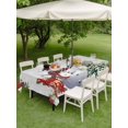 thumbnail image 3 of Outdoor Tablecloth with Umbrella Hole and Zipper, Grey Christmas Rectangle Table Cloth 54x80 Inch Waterproof Tablecloth, Snowman Xmas Tree Poinsettia Snowflake Picnic Table Cover for Patio Camping, 3 of 7