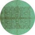 thumbnail image 1 of Ahgly Company Indoor Round Oriental Turquoise Blue Industrial Area Rugs, 8' Round, 1 of 4
