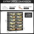 thumbnail image 4 of 6 Tiers 24 Pairs Hard Plastic Shoe Storage Organizer Cabinet for Entryway, Large Stackable Collapsible Sneaker Shoe Box Organizer for Closet, Portable Folding Shoe Cabinet with Doors, Black, 4 of 6