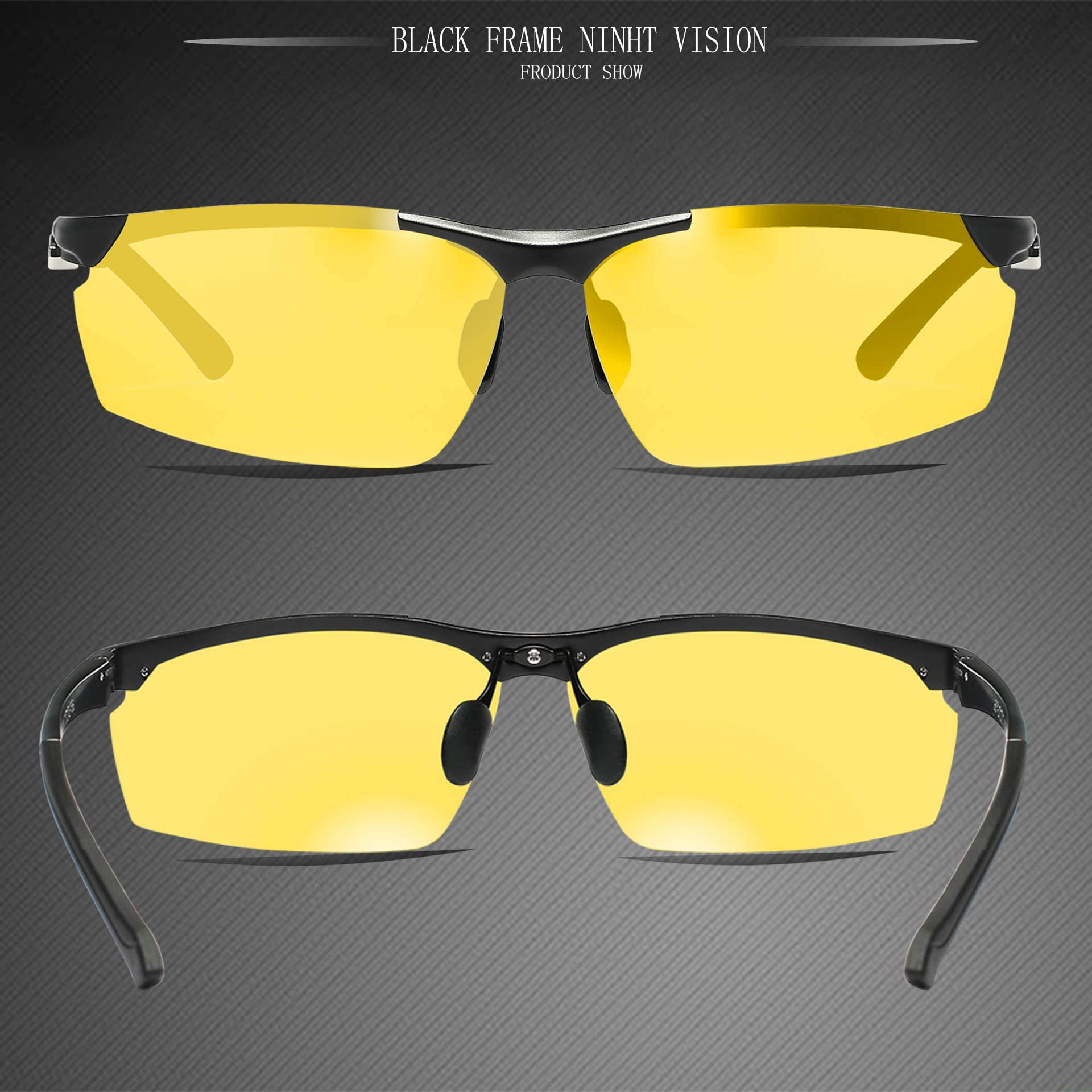 Bircen HD Night Vision Driving Anti-Glare Glasses for Men Women Al-Mg Metal Frame Rainy Safe Polarized Fashion Sun glasses 