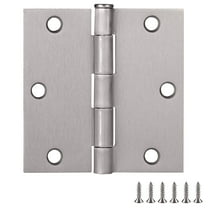 Door Hinge in Satin Nickel, 3.5-Inch, Square Corner Radius, 9-Pack