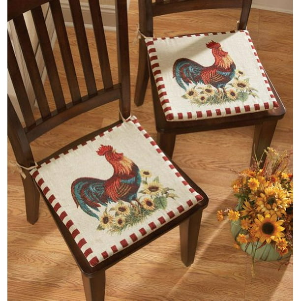 Rooster Decor Chair Pad Cushions, Rooster Dining Chair Cushions