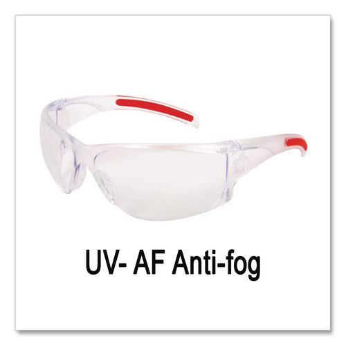 Hulk HK1 Series Safety Glasses, Anti-Fog, Clear/Red Plastic Frame, Clear Plastic Lens | Bundle of 5