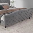 thumbnail image 4 of Simzone King Tufted Upholstered Platform Bed Frame with Diamond Headboard and Footboard, Velvet Platform Bed Raised Wing Back Headboard, Wood Slat, Gray, 4 of 6