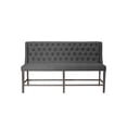 thumbnail image 2 of Counter-height Rustic Gray Wood Dining Bench with Tufted Gray Linen, 2 of 2