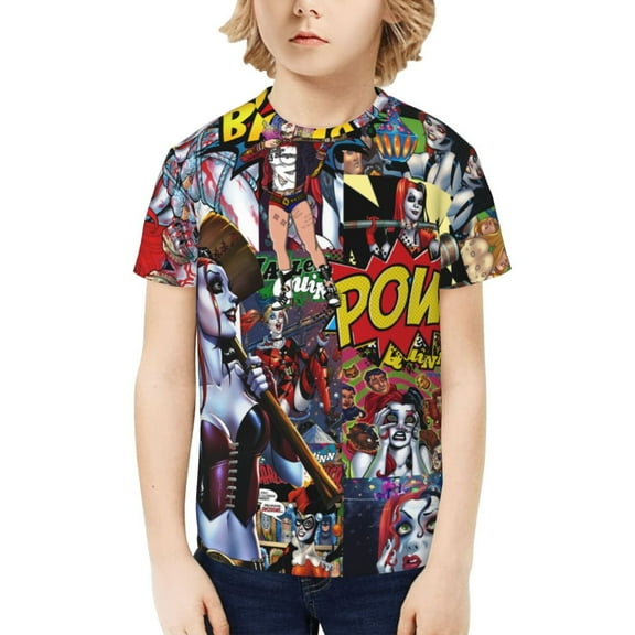 Harley Quinn Kids T-Shirt 3d Printed Graphic T-Shirts Boys And Girls Short Sleeve Shirts For Youth Kids X-Small