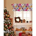 thumbnail image 3 of Valances for Windows, Morocco Boho Colorful Floral Geometric Lattice Distressed Rod Pocket Short Window Valance Curtains Holiday Window Treatment for Kitchen Living Room Bathroom, 60"x18", 3 of 7