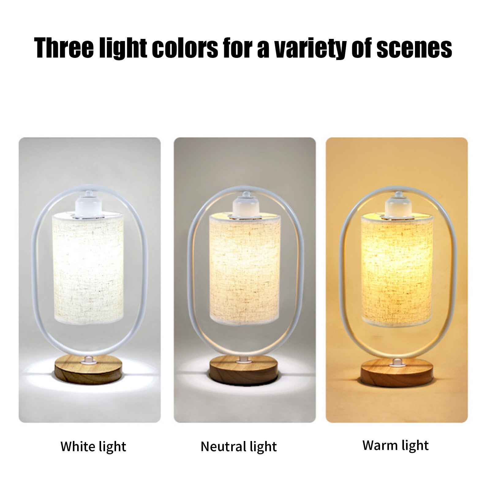 Bdday Small Table Lamp-Wooden Bedside Lamp Simple Bedroom Lamp Linen Shade Mini Desk Lamp Night Light Nightstand Lamp for Bedroom,Living Room,Kids Room