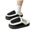 thumbnail image 6 of Viluyesy Womens Fuzzy Platform Slippers, Memory Foam Cozy Warm Fleece Lining Winter Slip On House Suede Shoes Black, 6 of 7