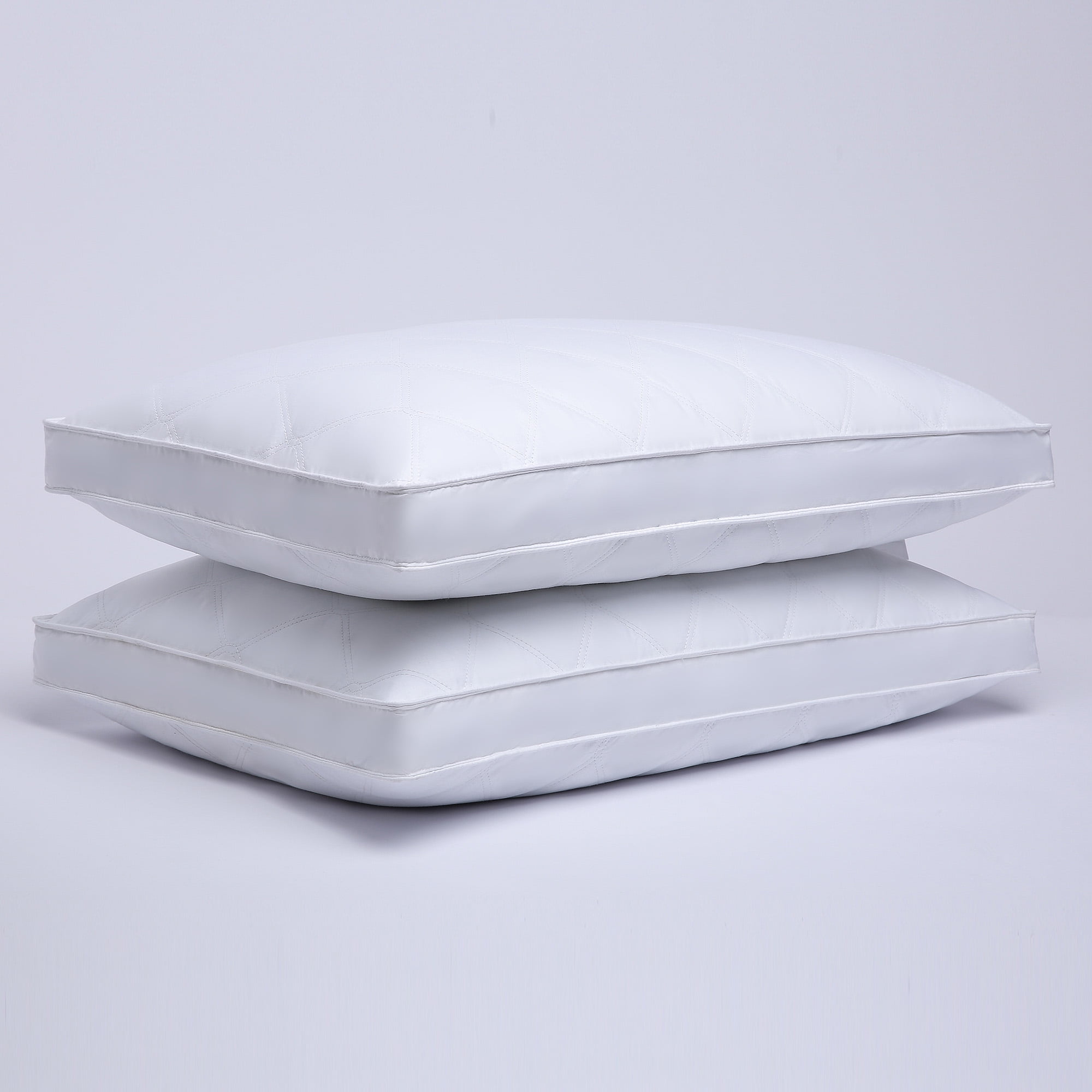 Puredown Quilted Gusseted Feather and Down Pillow with 100 Cotton