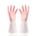 thumbnail image 4 of Double Spelled Pink, L-Doble Color Limpieza del Hogar Guantes para Lavar Platos Cocina Cepillo Cuenco Paño para Lavar Caucho Fino Durable Impermeable Plástico Espesante, 4 of 5