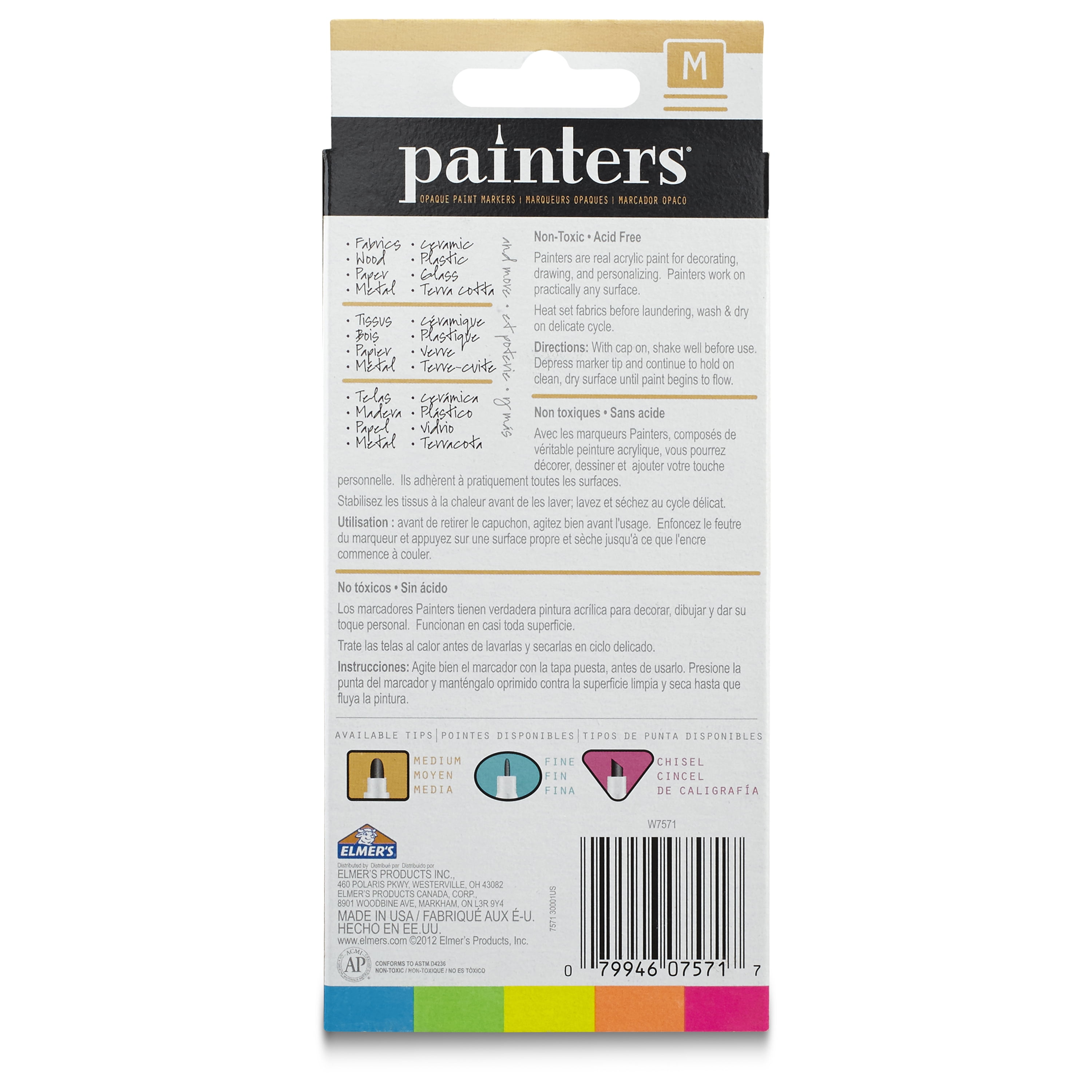 Elmer's Painters Opaque Fine Tip Paint Markers, 5 Piece