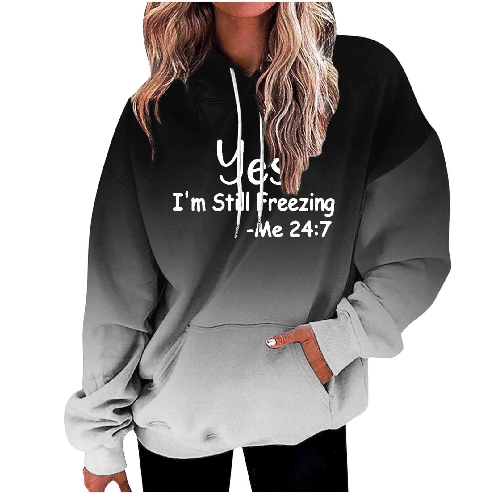 XZNGL Women's Letter-Printed Round-Neck Long-Sleeved Pullover