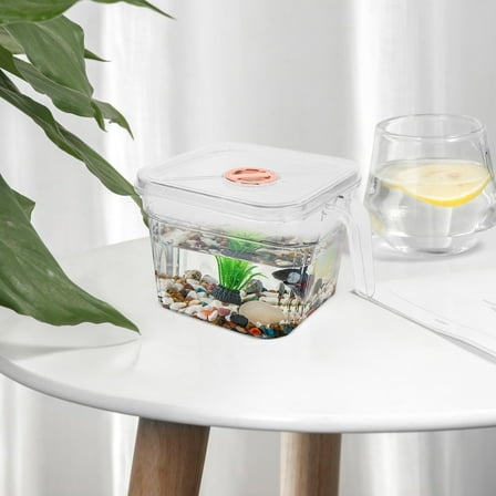 IBASETOY Unique Transparent Fish Bowl with Lid for Pet Owners Small Aquarium 1Pcs