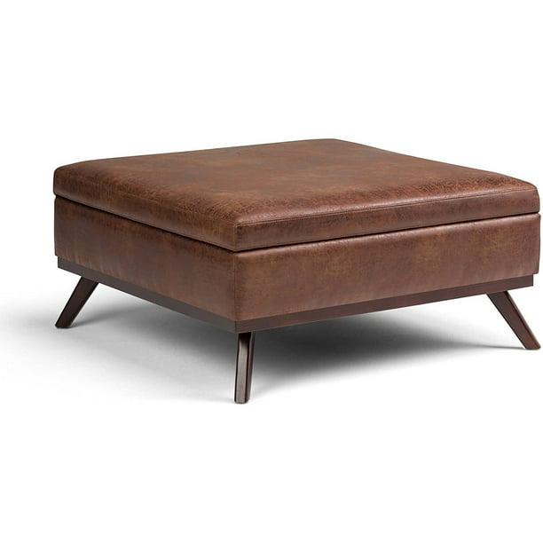 Owen 36 In Wide Square Coffee, Modern Leather Ottoman Coffee Table