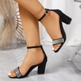 thumbnail image 5 of Dakaela Womens Rhinestones Kittens Heels Ankle Strap Chunky Heeled Sandals Comfortable Open Round Toe Wedding Dress Pumps Shoes Size 6-10 Black, 5 of 9