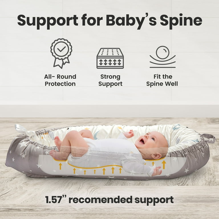 Baby Lounger Pillow Newborn Lounger for 0 12 Months Breathable Portable Infant Lounger Pillow Adjustable Cotton Soft Baby Floor Seat for