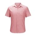 thumbnail image 5 of DDAPJ pyju Mens Linen Shirt Striped Print Button Down Shirts Short Sleeve Casual Summer Shirt Beach Vacation Tops Red S, 5 of 6