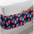 thumbnail image 2 of Floral Bed Skirt, Colorful Abstract Blossoms on a Dark Blue Background Modern Romantic Motif Print, Elastic Bedskirt Dust Ruffle Wrap Around for Bedding Decor, 4 Sizes, Multicolor, by Ambesonne, 2 of 2