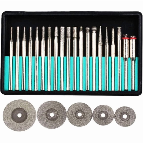Mini Diamond Cutting Disc Diamond Burr Set Diamond Burr Assortment Drill Pin Set for Dremel, Proxxon Multi-Tools - 3mm Shank Rotary Tools